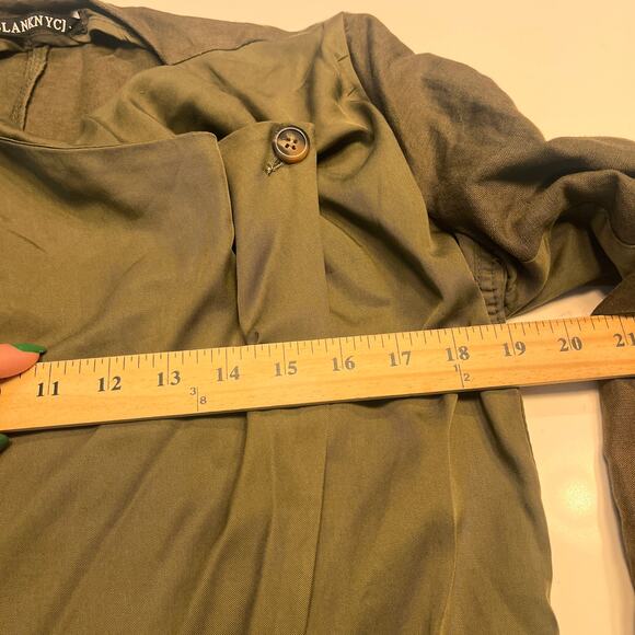 BlankNYC Olive Green Linen Blend Drape Front Light Jacket Size XS - Picture 7 of 8